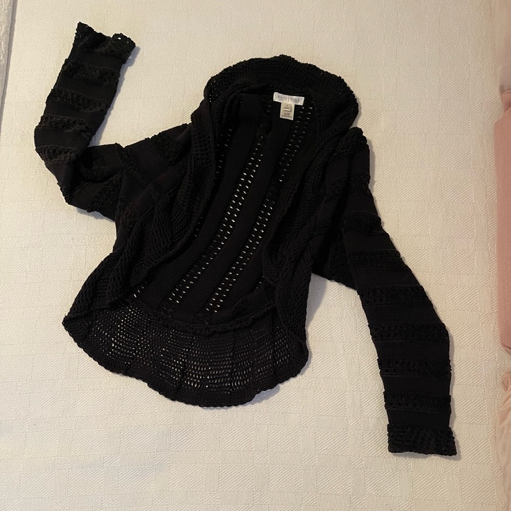 Black Crocheted Chenille Shrug